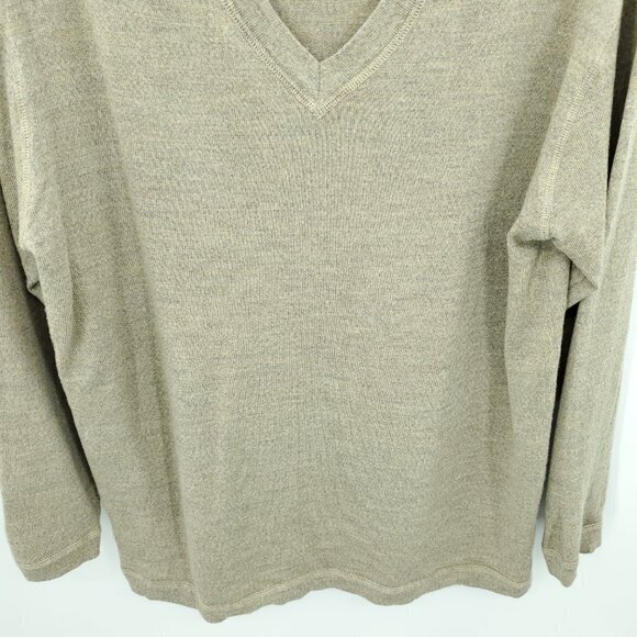 VTG 90s Banana Republic 100% Merino Wool V-Neck Sweater M Tan/Taupe - Picture 8 of 16